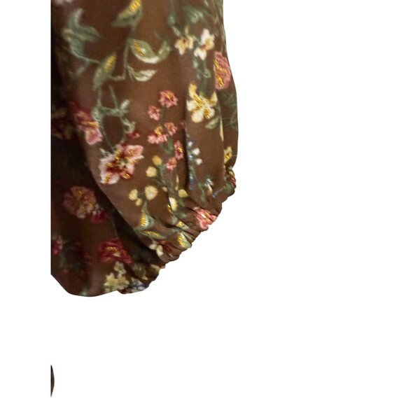 Floral Smocked Peasant Blouse With Square Neckline By‎ Mine L - Picture 8 of 12